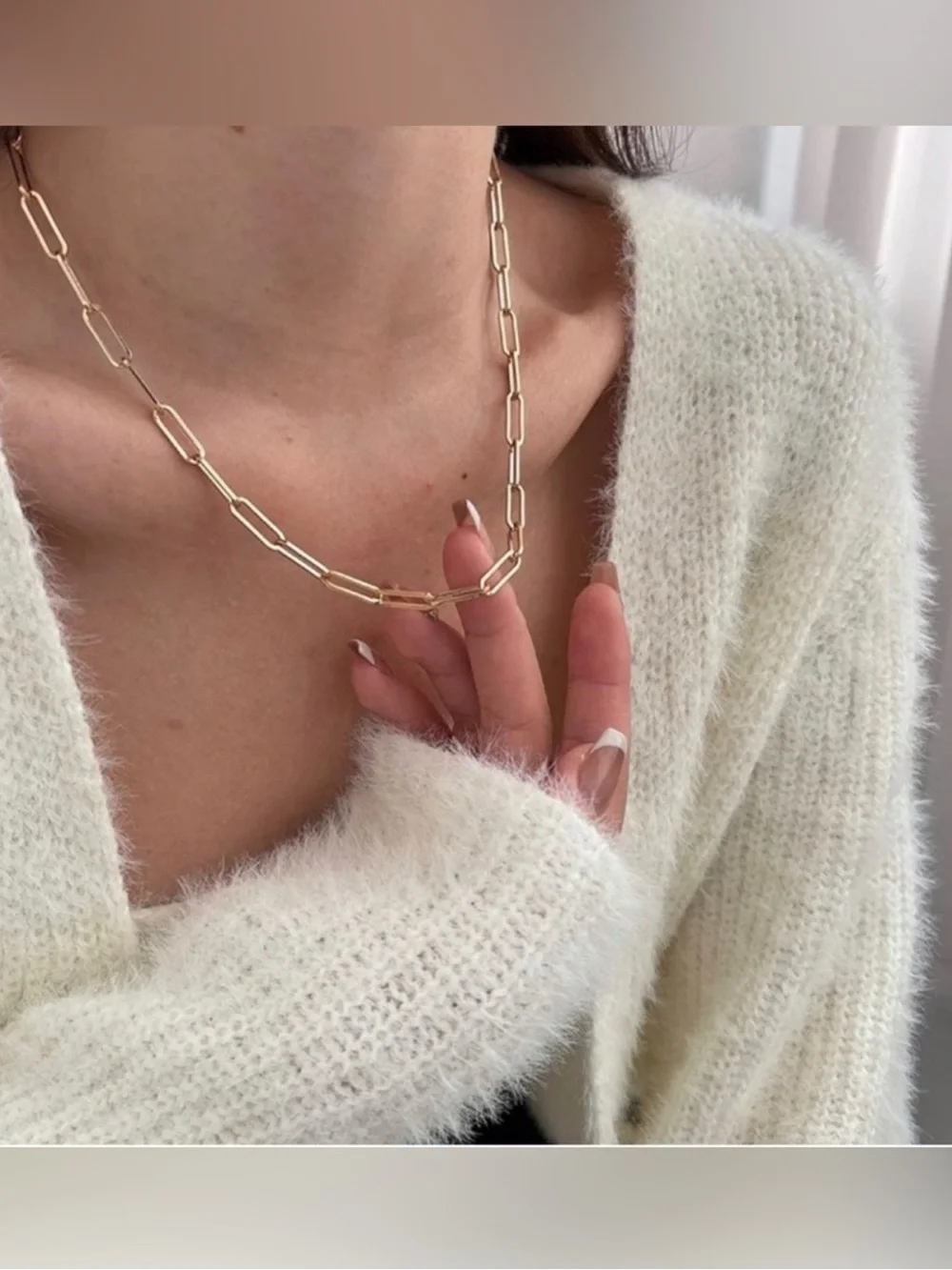 14k Gold Plated Paperclip Chain Necklace